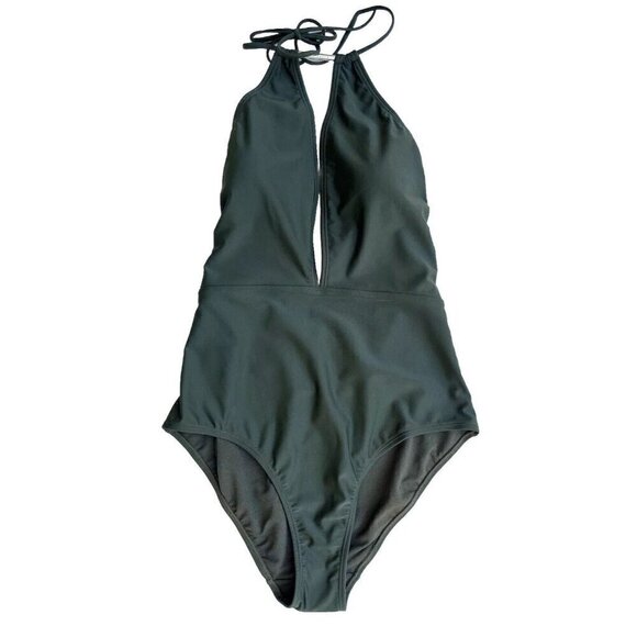 Ted Baker London Pikaa Halter one piece Swimsuit Khaki size 4 = US Size 10 - Picture 1 of 11